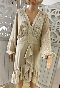 City Chick cremefarbenes Kleid Spitze vorne gerafft Größe 18 2XL neu mit Etikett NEU - Bild 1 von 10