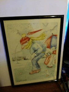 SPORTS ART (199X) "ENGLISH GOLFER" (Rita Barrie) Watercolour & Pencil? OF - Picture 1 of 2