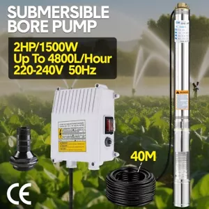 2HP 1500W Submersible Bore Pump 240V Deep Well Water Pump Stainless Steel - Picture 1 of 10