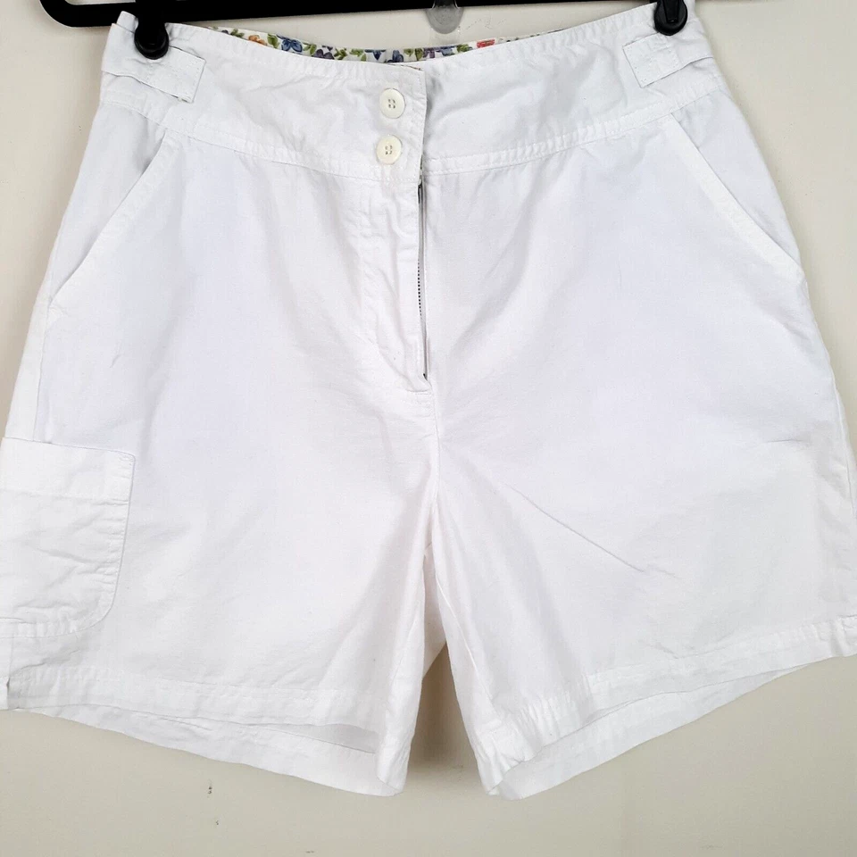 Pantalones cortos Bill Blass para mujer talla 8 Petite frente plano tiro medio textura algodón blanco Foto 1 de 4