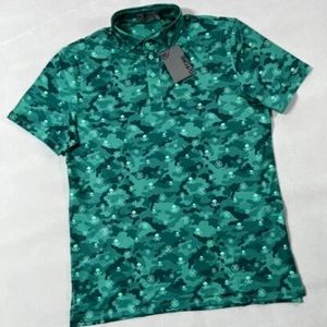 G Fore Golf Polo Shirt Men Large Green Camo Skulls Stretch Performance $120 New - Picture 1 of 13