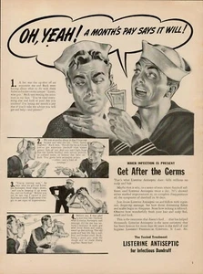 1945 Sailor Hair Treatment Dandruff Listerine Antiseptic 40s Vintage Print Ad - Picture 1 of 9