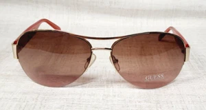 GUESS Women's Aviator Sunglasses Gold Red Frame Polarized Lens + POUCH NEW!!! - Picture 1 of 5