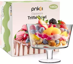 148Oz Trifle Bowl with Pedestal Modern Glass round Party Dessert Display Stand - Picture 1 of 1