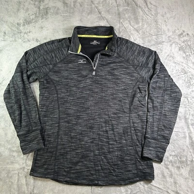 Pullover deportivo gris cuello falso manga larga cremallera 1/4 Mizuno para mujer talla XL Foto 1 de 4