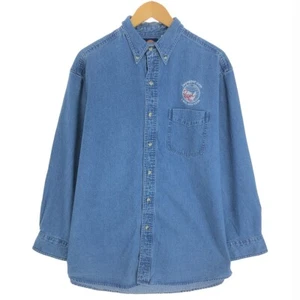 Dickies Long Sleeve Button Down Denim Shirt Men's Size L / eaa502214 - Picture 1 of 7
