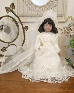 Schöne seltene handgefertigte afroamerikanische Brautpuppe von Mann Taiwan 17 Zoll - Bild 1 von 10