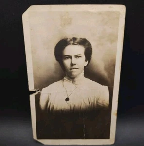 Lady RPPC B & W Real Photo Postcard Portrait 1910s - Picture 1 of 2