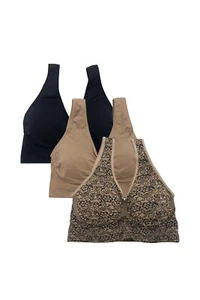 Rhonda Shear 3-pack Seamless Jacquard Ahh Bra Removable Pads Lace - Picture 1 of 4