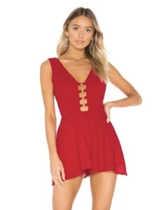NWT NBD Candy red low cut open back o-ring Bentley Romper Size XS - Picture 1 of 10
