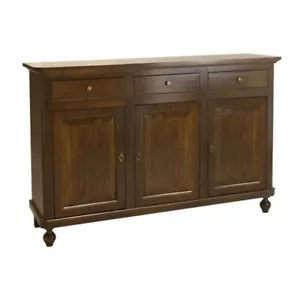 Cupboard Sideboard 3 Doors And 3 Drawers Walnut Dark Art Povera Classic (506) - Picture 1 of 9