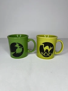 Fiesta Ware Retired Cup Mug SET 2 Halloween Witch Moon Boo Cat Fiesta B - Picture 1 of 5