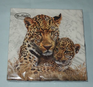 20 Servietten TIERE Afrika LEOPARDEN 1 Packung OVP Mutter Kind Motivservietten - Bild 1 von 2