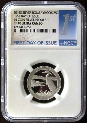 2015-S Bombay Hook Silver Quarter, NGC PF 70 UC, 14-Coin Proof Set, FDI - Image 1 of 2