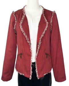 Glam Los Angeles Women’s Charlotte Fringe Cayenne Red Jacket Size S - Picture 1 of 9
