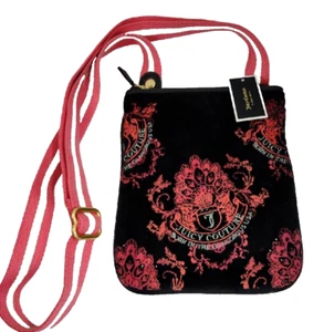 Neu mit Etikett 128 $ Juicy Couture XBODY kleine Velours Umhängetasche Handtasche Tasche YHRUS840 ~ schwarz - Bild 1 von 9