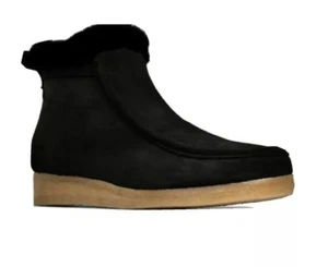 Clarks Original Ladies WALLABEE FROST Black Suede Leather Boots Size 5.5 D EU 39 - Picture 1 of 5