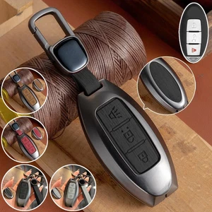 Zinc Alloy Leather Car Key Fob Cover Case For Nissan Qashqai X-Trail Pathfinder - Picture 1 of 12