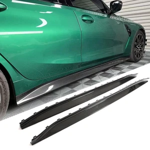 For BMW 3 Series G80 M3 Sedan 21UP Carbon Fiber Side Skirt Extension Lip Spoiler - Picture 1 of 9