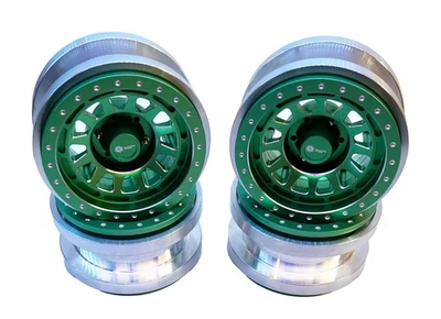 HRP Racers Edge Aluminum Cnc 2.9'' Wheels For Axial Scx6 4Pcs B Style Green - Image 1 of 2