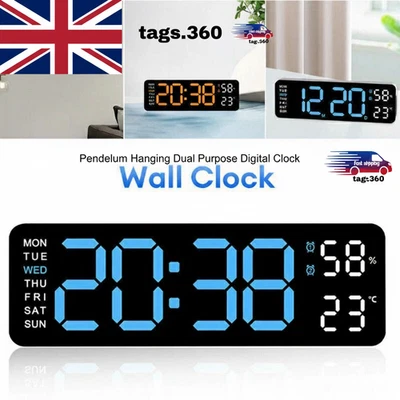 Digital Big Jumbo Wall Clock LED Alarm Clock & Calendar Temperature Desk Clocks - Image 1 of 4