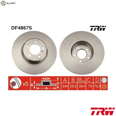 2x BRAKE DISC DF4867S FOR LAND ROVER RANGE/III/SUV/Mk 306D1 2.9L 6cyl 4.2L 8cyl - Image 1 of 4