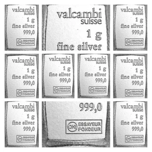 10 X 1 GRAM .999 FINE SILVER BULLION VALCAMBI COMBIBAR FROM NEW SHEET OF 100 - Picture 1 of 5