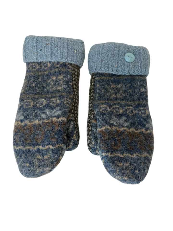 Рукавицы ручной работы переработанные свитера переработанная шерсть или смесь флисовая подкладка OSFM - Изображение 1 из 4