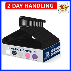 10 Stück Kunststoff Kleiderbügel, leicht, robust, platzsparend Kleidung Organizer... - Bild 1 von 8