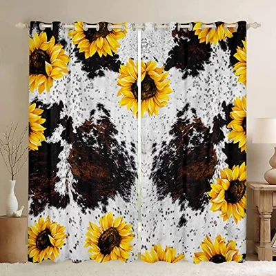  Cortinas de piel de vaca girasol para cabina 42"W x 63"L (paquete de 2) beige marrón Foto 1 de 4