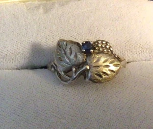 925 STERLING SILVER & BLUE SPINEL GRAPES RING SIZE 9 - Picture 1 of 4
