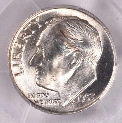 1953 年 D 版罗斯福银币 - PCGS 评级 MS65 FB  — 第 1/3 张图片