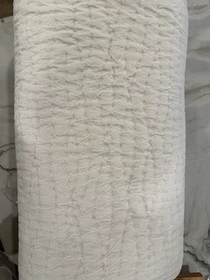 Pottery Barn Washed Velvet Handcrafted Quilt Full/Queen Parchment - Image 1 of 4