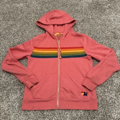 Sudadera con Capucha Aviator Nation 5 Rayas Rosa Cremallera Completa Para Mujer Talla XS Hecha en EE. UU. Foto 1 de 4