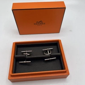 Autentici gemelli HERMES Mini Chaine d'Incre in argento sterling 925 con scatola di fabbrica - Foto 1 di 10