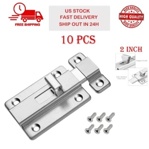10Pcs Stainless Steel Latch Sliding Silver Doors Lock Keyless Door Bolt For Door - Picture 1 of 15