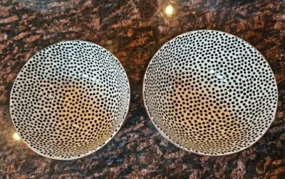 2 Thyme & Table Boho, Black Polka Dot Cereal Bowls, Dishwasher & Microwave Safe - Image 1 of 4