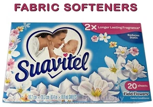 SUAVITEL Fabric Softener Field Flowers Scent 20 Laundry Sheets Fights Odor 1-Box - Picture 1 of 1