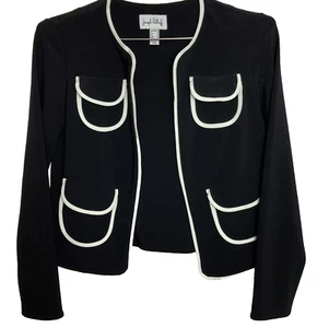 Joseph Ribkoff Women's Blazer, Black with White Trim, Size 12, Classic Chic - Picture 1 of 8