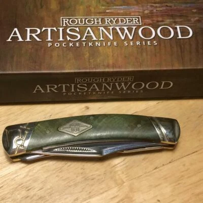 Navaja de bolsillo Rough Ryder pequeña madera artesanal alce 3 1/2" RR1966 Foto 1 de 4