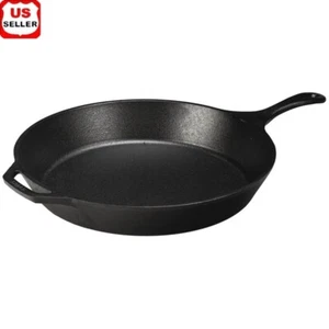 15 in Cast Iron Skillet Nonstick Cookware Induction Oven Grill Camping Home New - Picture 1 of 6