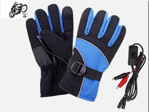 12V Motorcycle Riding Heated Waterproof (Blue/Black) Gloves With Battery Clips - Bild 1 von 5