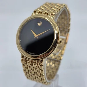 Movado Museum 87-e4-9876 Men’s 18 Kt. Gold Electroplated Watch With New Battery - Imagen 1 de 10