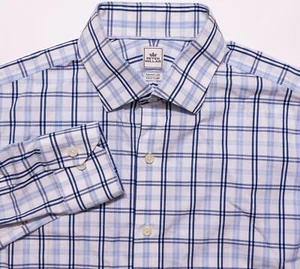 PETER MILLAR Long Sleeve Shirt Nanoluxe Easy Care Blue Plaid 15.5 Medium M - Picture 1 of 8