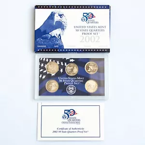 2002 S US 50 State Quarters Uncirculated Proof Mint Set - 5 Proof Coins OGP COA - Picture 1 of 8