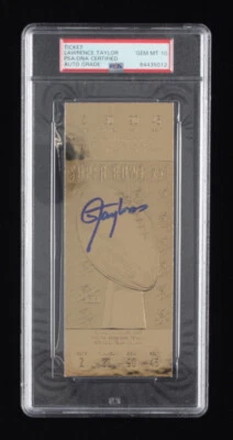 Lawrence Taylor Signed 1987 FIRST Super Bowl XXI 24 KT WIN Gold Ticket PSA 10 - Image 1 of 2