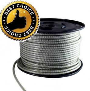4 6 8 10mm Extra Strong Galvanised Steel Clear PVC Plastic Coated Wire Rope Zinc
