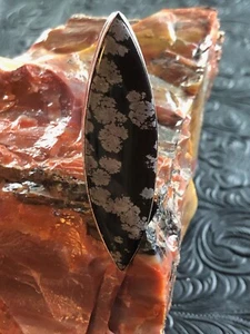 Massive Snowflake Obsidian Cat Eye Ring 2.5" Long Size 6 Artisan Southwest - Picture 1 of 3