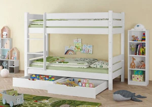 Etagenbett 90x200 Bett teilbar Matratzen Bettkästen Stockbett Hochbett Kinder - Bild 1 von 12