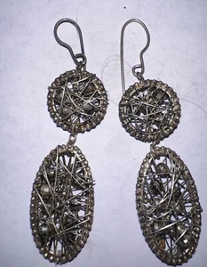 Orecchini Pendenti Argento Sterling 925 astratti, Dream Catchers avvolgimento in filo - Foto 1 di 2